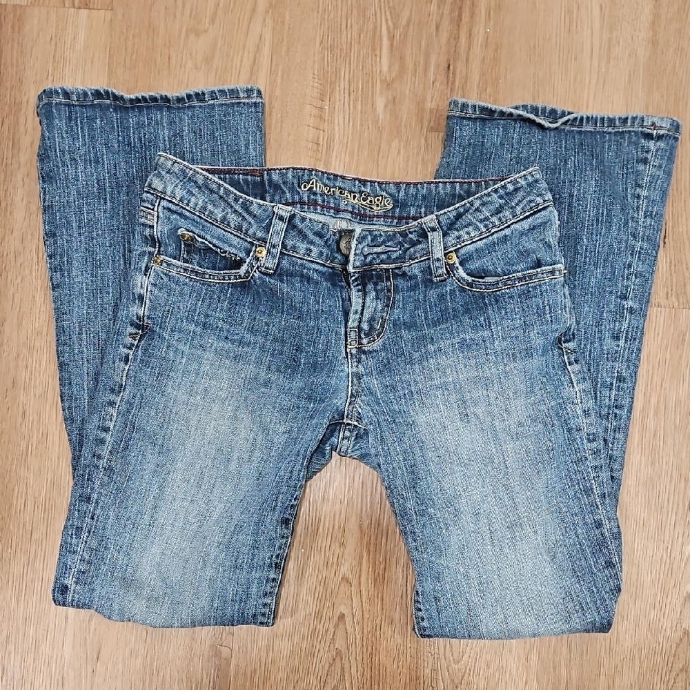 American Eagle Hipster Denim Blue Jeans short Size 4 Short - Picture 2 of 7